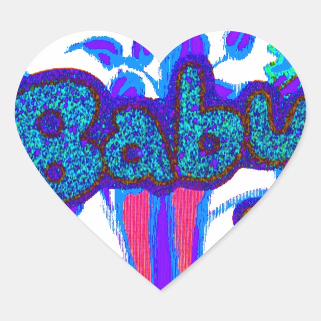 Soft Cyan Blue Flower Art: A Baby's Touch.  Heart Sticker (Front)