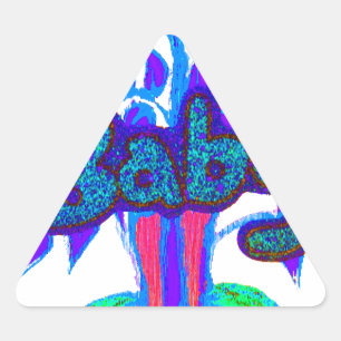 Soft Cyan Blue Flower Art: A Baby's Touch. Triangle Sticker