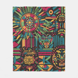 Soft Cyan "Eclipsed Suns and Pyramids Design" Plus Fleece Blanket