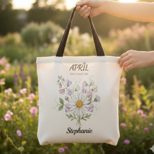 Soft Daisy Birth Flower – Personalized April Gift Tote Bag