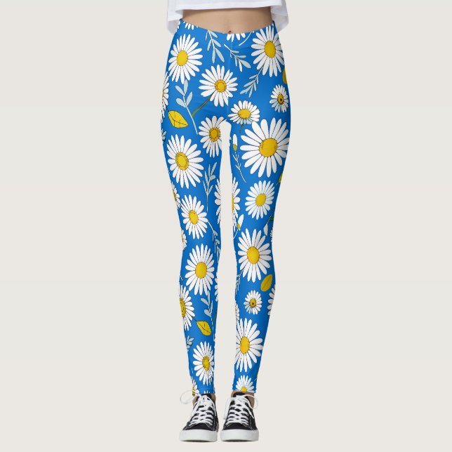 🌼 Soft Daisy Bloom – Fresh Floral Harmony✨🌿 Leggings (Front)
