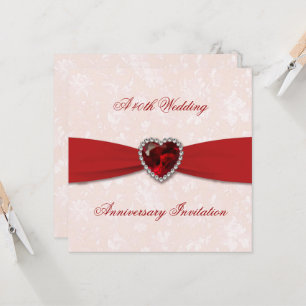 Soft Damask 40th Wedding Anniversary Invite