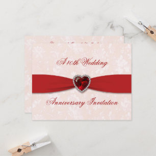 Soft Damask 40th Wedding Anniversary Invite