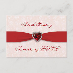 Soft Damask 40th Wedding Anniversary RSVP Card