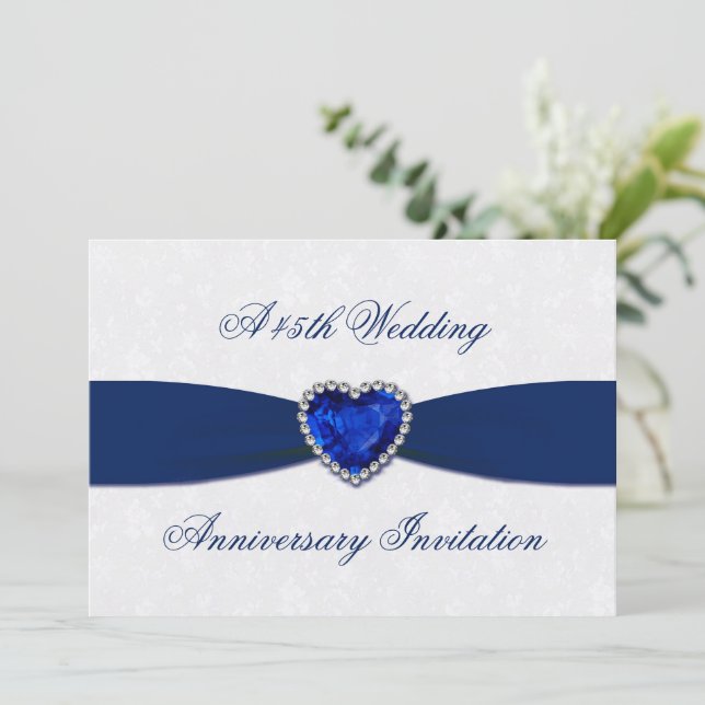 Soft Damask 45th Wedding Anniversary 5x7 Invite (Standing Front)