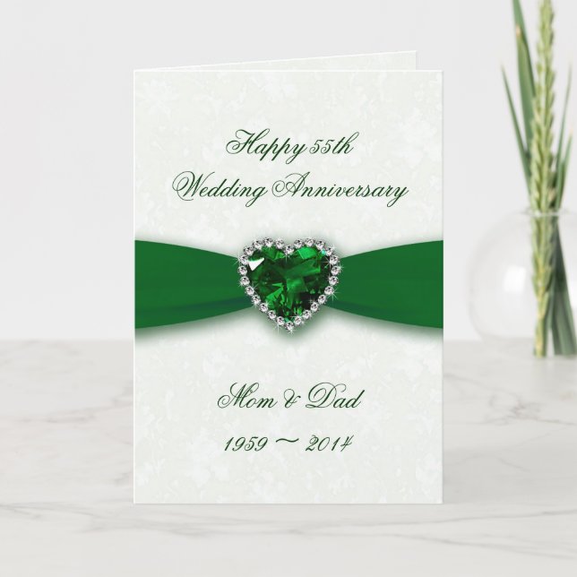 Soft Damask 55th Wedding Anniversary Card (Front)
