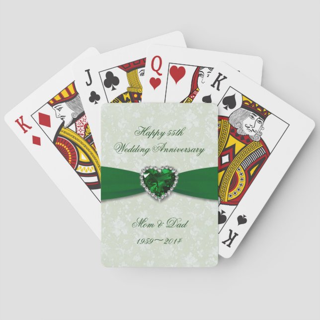 Soft Damask 55th Wedding Anniversary Playing Cards (Back)