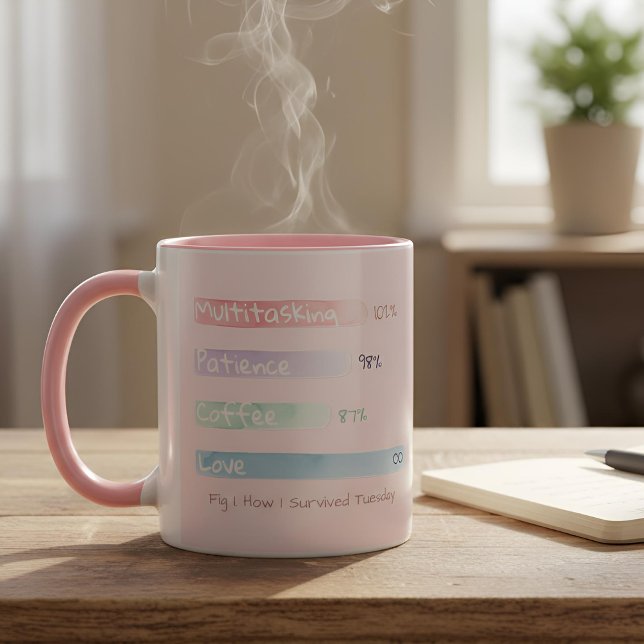 Soft Data | By the Numbers: How I Survived Tuesday Mug (Lifestyle Shot)