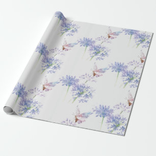 Soft Delicate Butterfly Garden Flower Floral Art Wrapping Paper