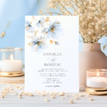 Soft Delicate Dusty Blue Gold Wildflowers Wedding