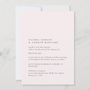 Soft Delicate Pale Blush Simple Elegant Rose Pink Invitation