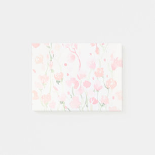 Soft Delicate Pink and Green Watercolor Flowers Post-it Notes