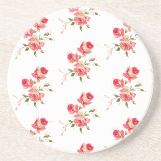 soft delicate pink and red roses elegant floral  coaster