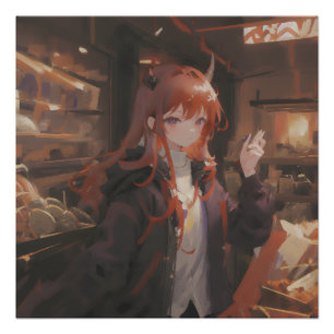 Soft Demon Girl in Neon Alley Poster