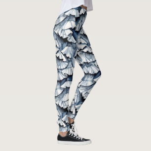 Soft Denim Blue Watercolor Ruffles Leggings