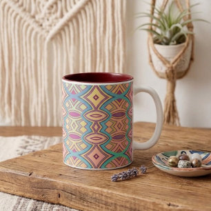 Soft Diamond & Oval Symmetry Two-Tone Coffee Mug