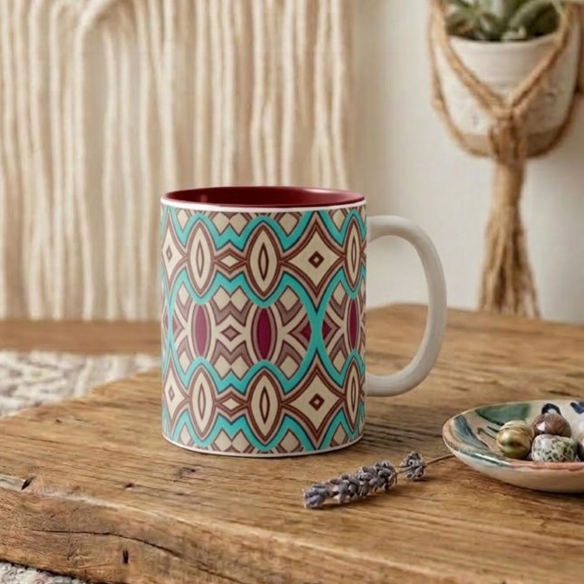 Soft Diamond & Oval Symmetry Two-Tone Coffee Mug (Creator Uploaded)