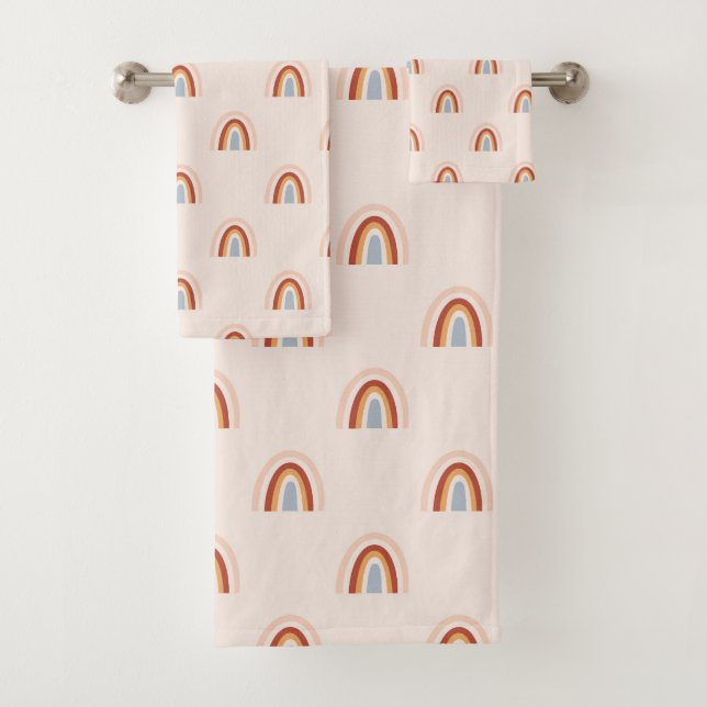 Soft Doodle Rainbow Pattern Bath Towel Set (Insitu)