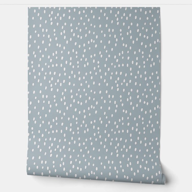 Soft Drops on Sage Mini-Print Wallpaper (Unrolling)