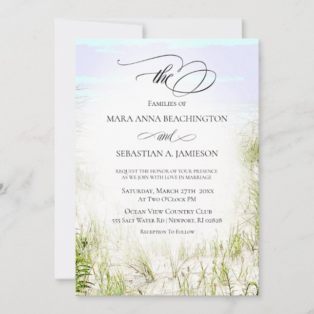 *~* Soft Dune Beach Grass Photo   Wedding Invitation (Front)