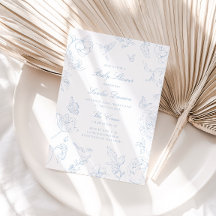 Soft Dusty Blue Chinoiserie Baby Shower