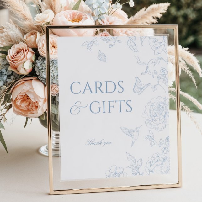 Soft Dusty Blue Chinoiserie Cards & Gifts Poster (Creator Uploaded)