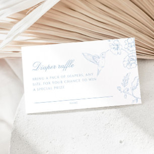 Soft Dusty Blue Chinoiserie Diaper Raffle Enclosure Card