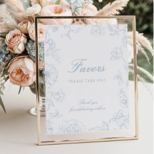 Soft Dusty Blue Chinoiserie Favours Poster