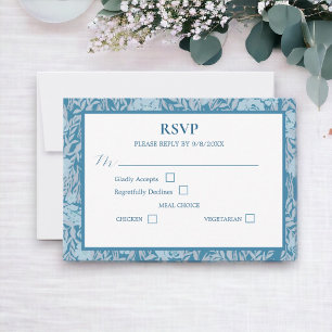 Soft Dusty Blue Elegant Floral Response Card