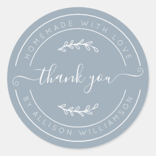 Soft Dusty Blue Homemade Thank You Label