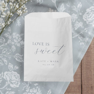Soft Dusty Blue Love Is Sweet Wedding Favour Bags