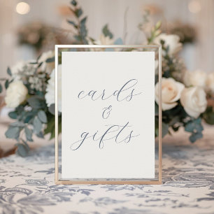 Soft Dusty Blue Wedding Cards and Gifts Sign