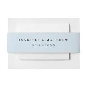 Soft Dusty Blue Wedding Invitation Belly Band