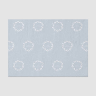 Soft Dusty Blue + White Christmas Holly Wreath Tissue Paper