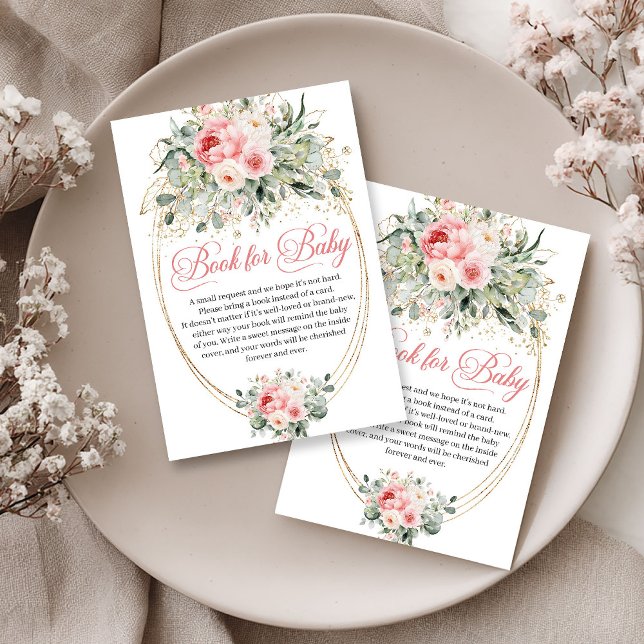Soft Dusty Pink Flowers Greenery Book Request Enclosure Card (Soft Dusty Pink Flowers Greenery Book Request)