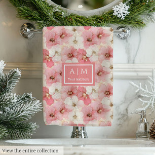 Soft Dusty Rose & Gold Flowers Towel Personalised 