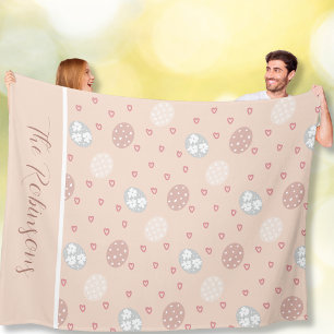 Soft Easter Eggs and Hearts Custom Fleece Blanket