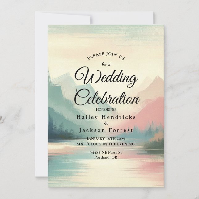 Soft Echoes of the Mountains Invitation (Front)