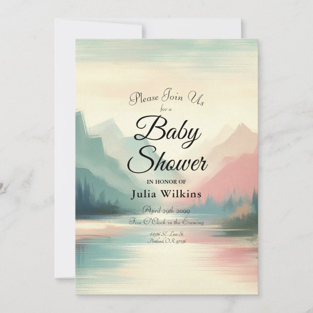 Soft Echoes of the Mountains Invitation (Front)