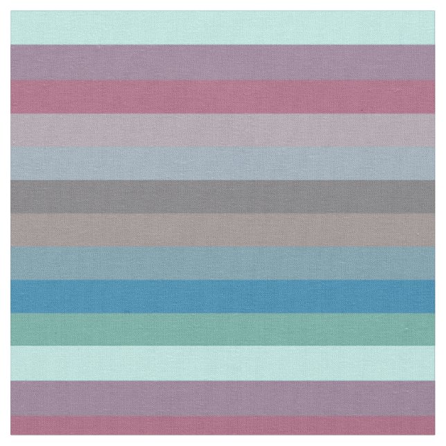 Soft Eclectic Muted Pastel & Jewel Stripe Pattern Fabric (Close Up)
