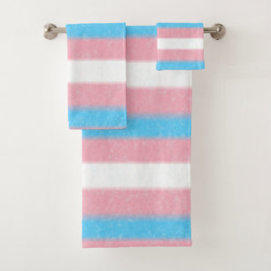 Soft-Edged Transgender Pride Flag Colours Stripes Bath Towel Set
