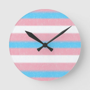 Soft-Edged Transgender Pride Flag Colours Stripes Round Clock