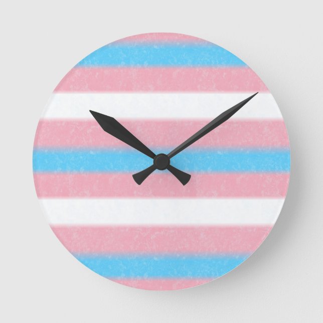 Soft-Edged Transgender Pride Flag Colours Stripes Round Clock (Front)