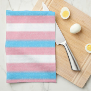 Soft-Edged Transgender Pride Flag Colours Stripes Tea Towel