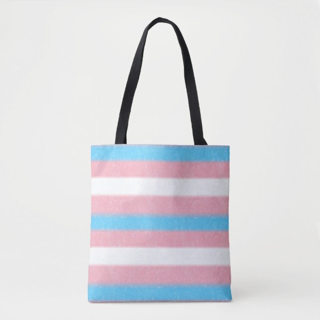 Soft-Edged Transgender Pride Flag Colours Stripes Tote Bag (Front)