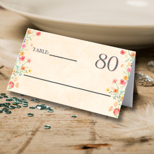 Soft Elegant 80th Birthday Party Floral 80 years Place Card