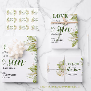 Soft Elegant Delicate Beige Greenery Pampas Grass Wrapping Paper Sheet