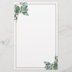 Soft elegant green gold botanical eucalyptus  stationery