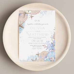 Soft Elegant Ocean Beach Wedding Invitation