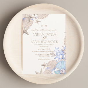Soft Elegant Ocean Beach Wedding Invitation
